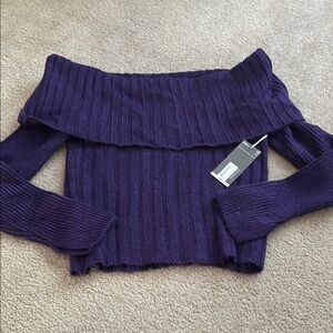 Worthington Purple Ribbed Off-Shoulder Sweater Women’s size small NWT